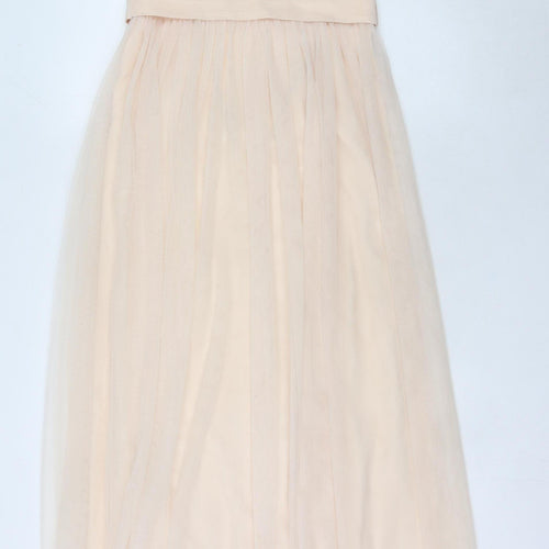 Little Mistress Women Beige Size 10 Maxi Lace Wedding Guest Dress