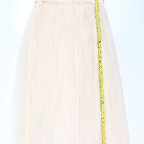 Little Mistress Women Beige Size 10 Maxi Lace Wedding Guest Dress