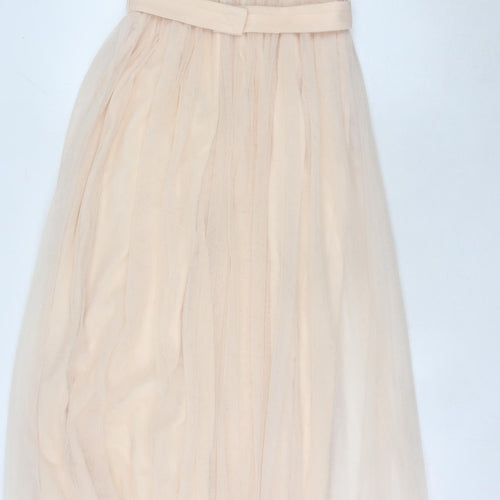 Little Mistress Women Beige Size 10 Maxi Lace Wedding Guest Dress