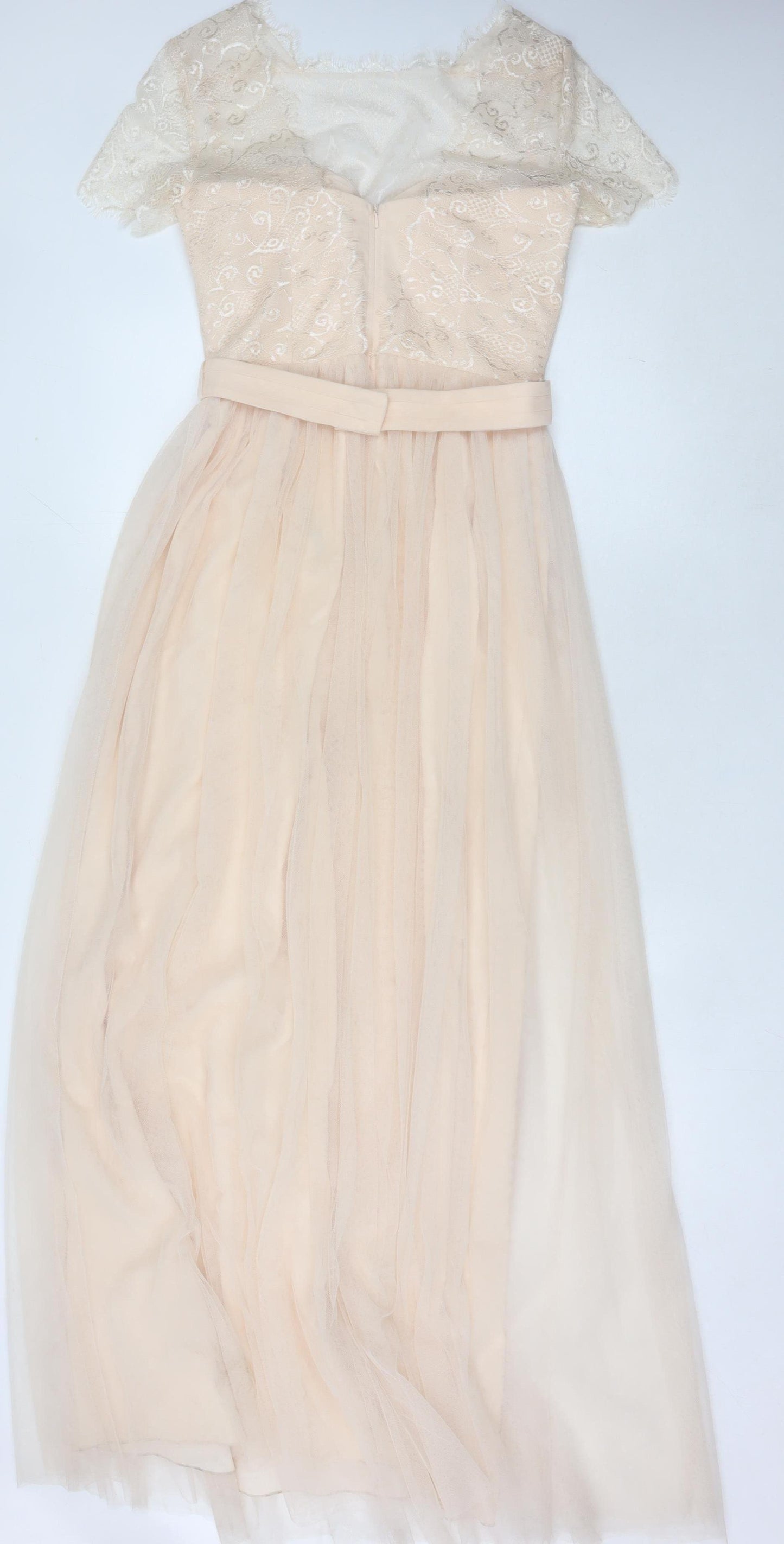 Little Mistress Women Beige Size 10 Maxi Lace Wedding Guest Dress