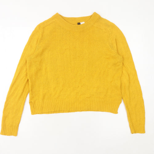 H&M Women’s Yellow Crew Neck Pullover Jumper Size 8