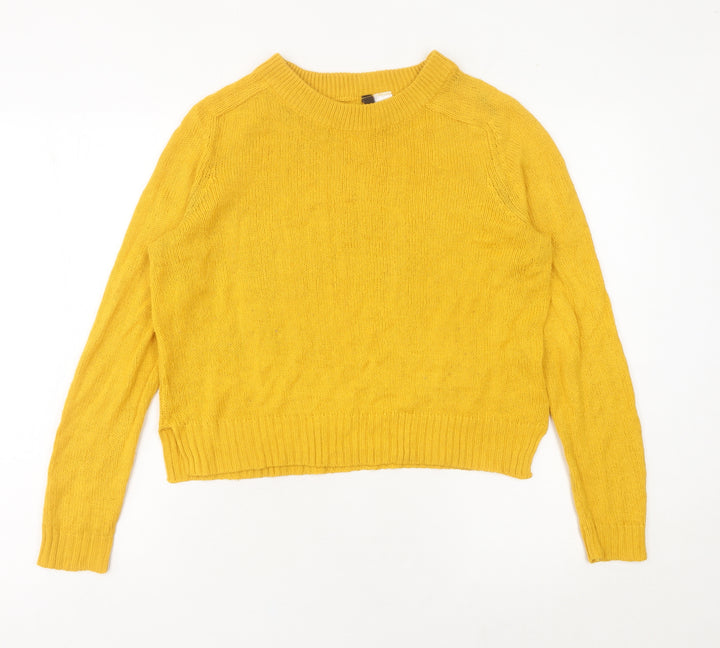 H&M Women’s Yellow Crew Neck Pullover Jumper Size 8