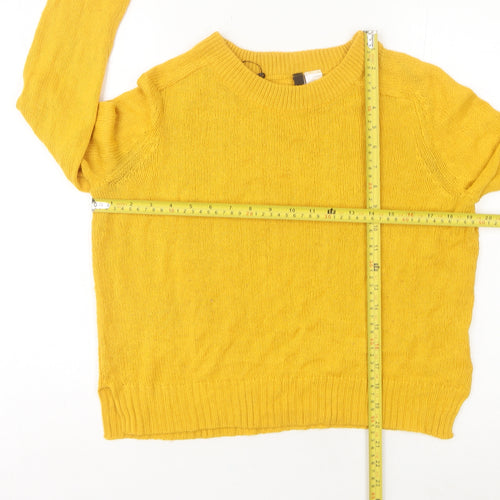 H&M Women’s Yellow Crew Neck Pullover Jumper Size 8