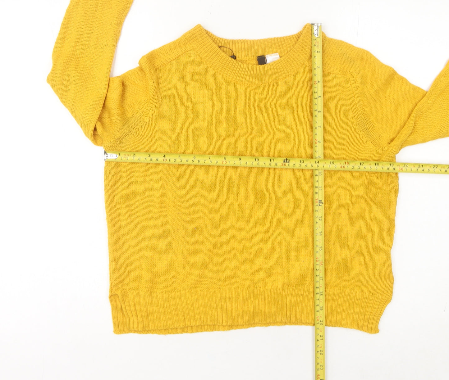 H&M Women’s Yellow Crew Neck Pullover Jumper Size 8