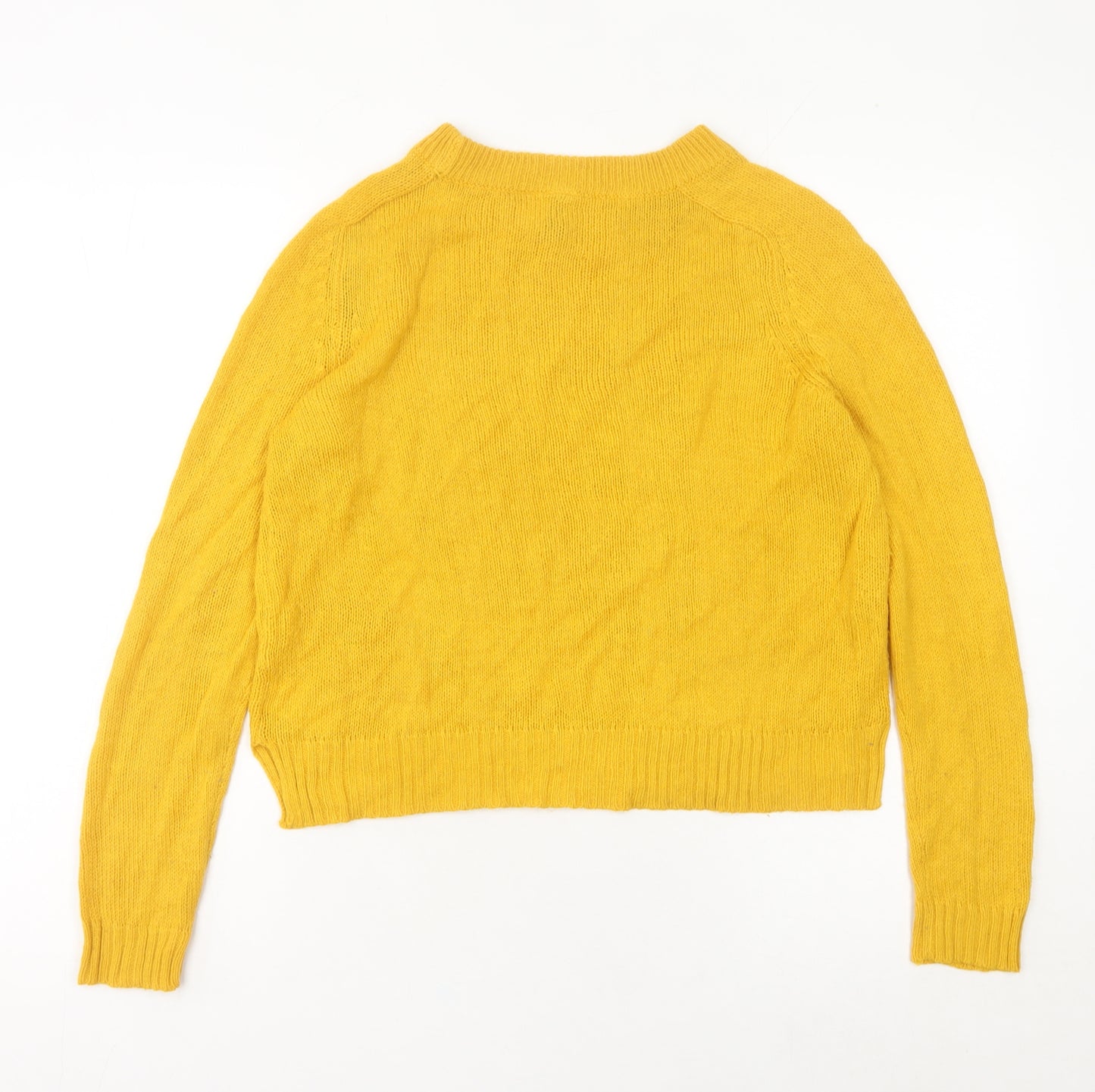 H&M Women’s Yellow Crew Neck Pullover Jumper Size 8