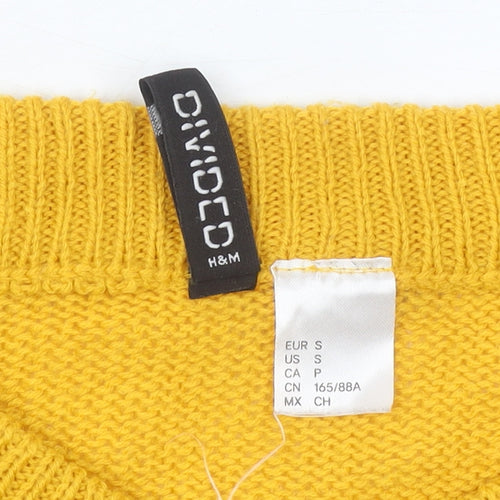 H&M Women’s Yellow Crew Neck Pullover Jumper Size 8