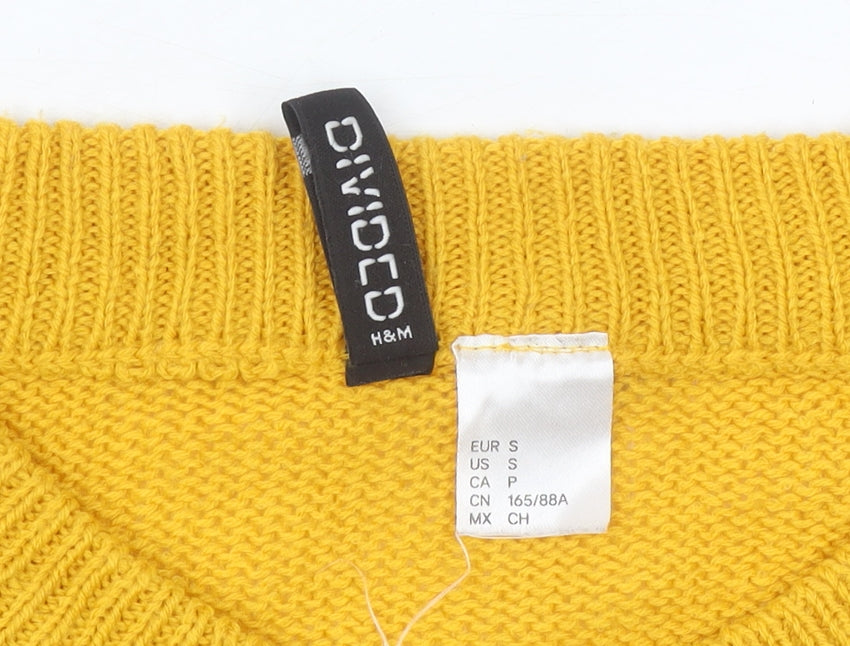 H&M Women’s Yellow Crew Neck Pullover Jumper Size 8