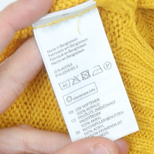 H&M Women’s Yellow Crew Neck Pullover Jumper Size 8