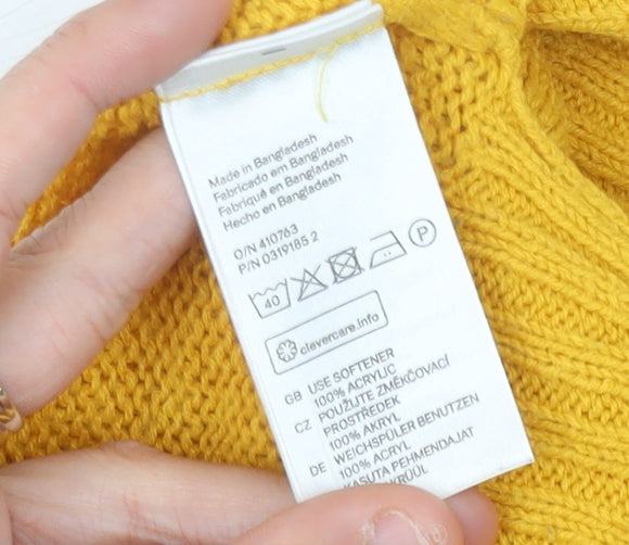 H&M Women’s Yellow Crew Neck Pullover Jumper Size 8