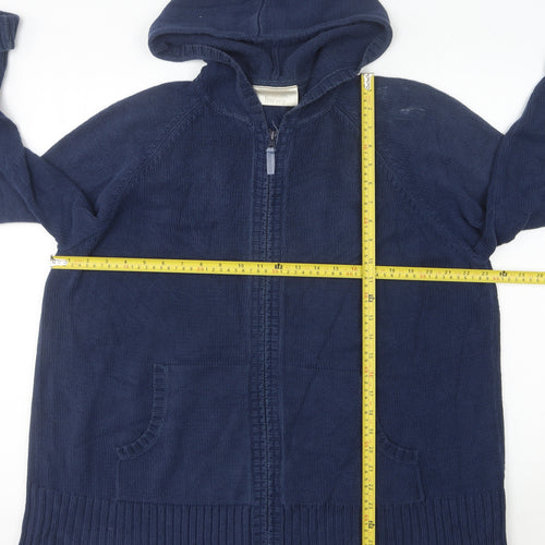 Ann Harvey Women’s Blue Hooded Cardigan UK 22 Full Zip Knit