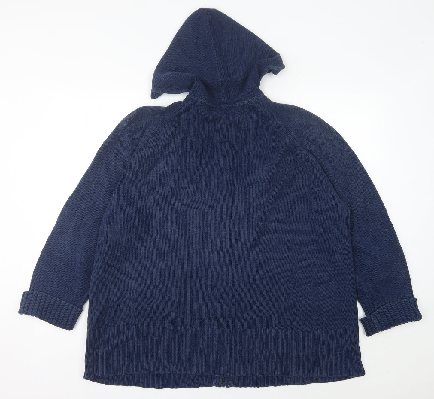 Ann Harvey Women’s Blue Hooded Cardigan UK 22 Full Zip Knit