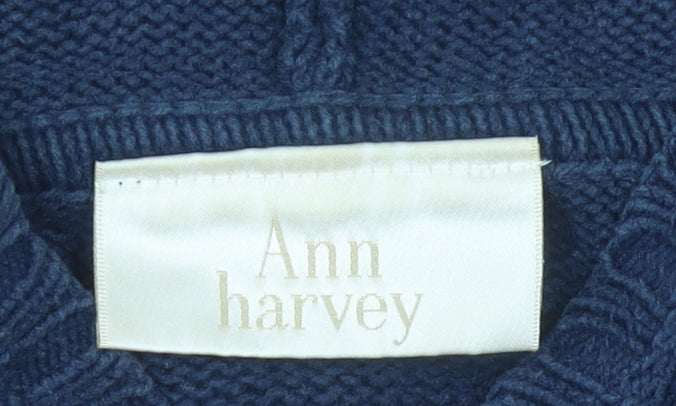 Ann Harvey Women’s Blue Hooded Cardigan UK 22 Full Zip Knit