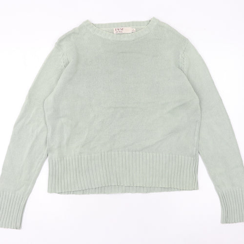 EWM Women's Green Size 18 Crew Neck Cotton Pullover Jumper