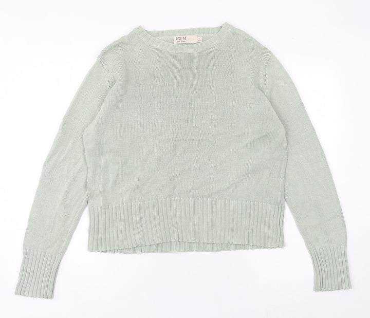 EWM Women's Green Size 18 Crew Neck Cotton Pullover Jumper