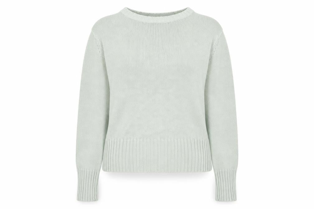 Front view of EWM Women's Green, size 18, Crew Neck Cotton jumper