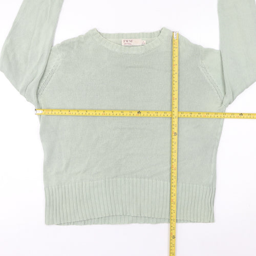 EWM Women's Green Size 18 Crew Neck Cotton Pullover Jumper