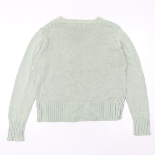 EWM Women's Green Size 18 Crew Neck Cotton Pullover Jumper