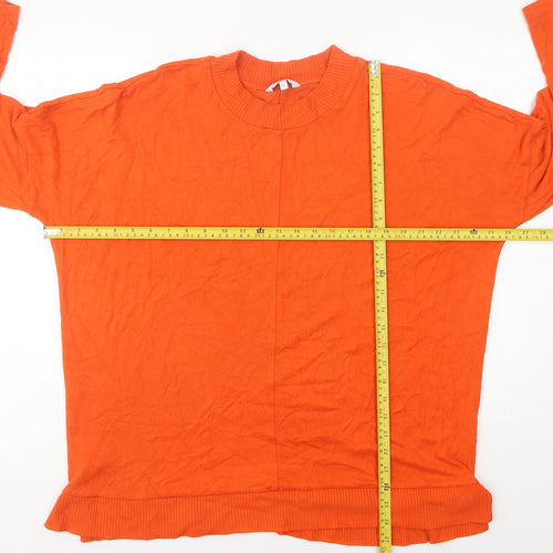 NEXT Women's Orange Crew Neck Pullover Jumper Size L 3/4 Sleeve