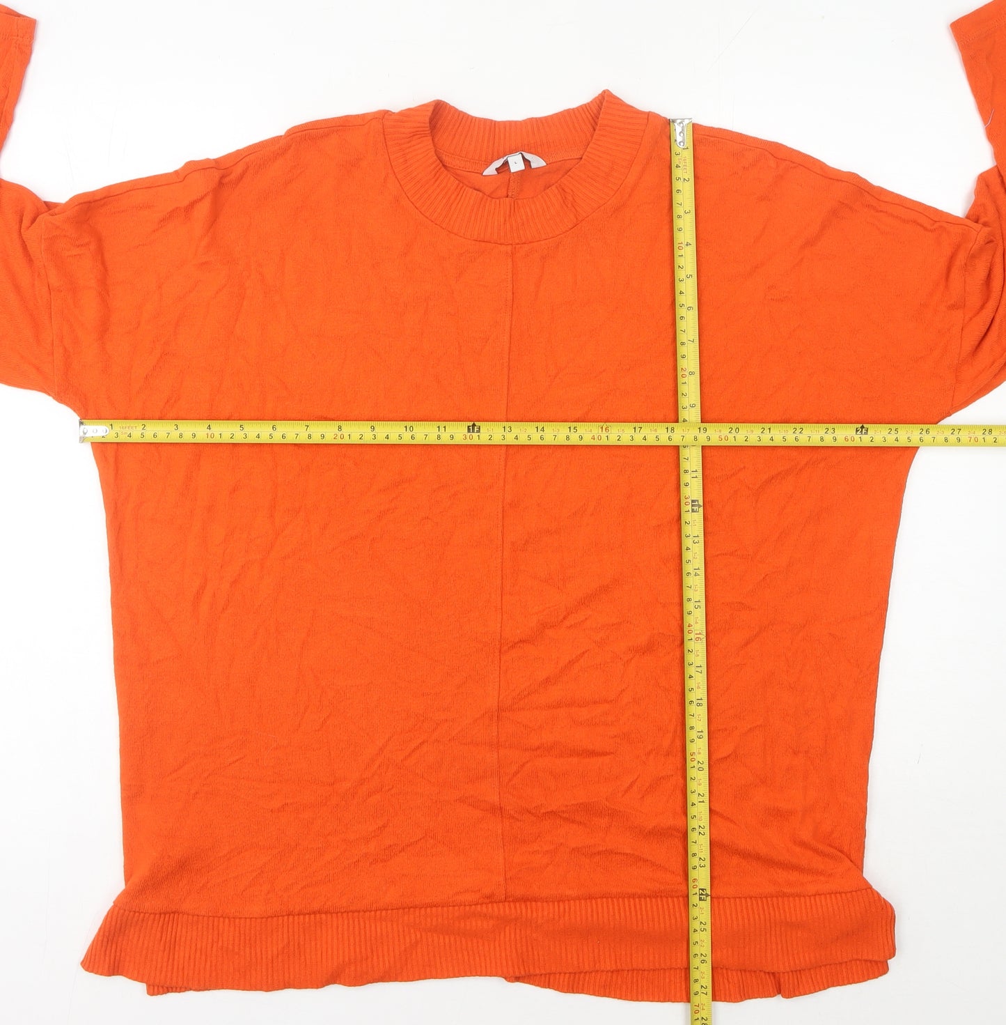 NEXT Women's Orange Crew Neck Pullover Jumper Size L 3/4 Sleeve