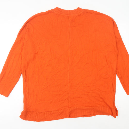 NEXT Women's Orange Crew Neck Pullover Jumper Size L 3/4 Sleeve