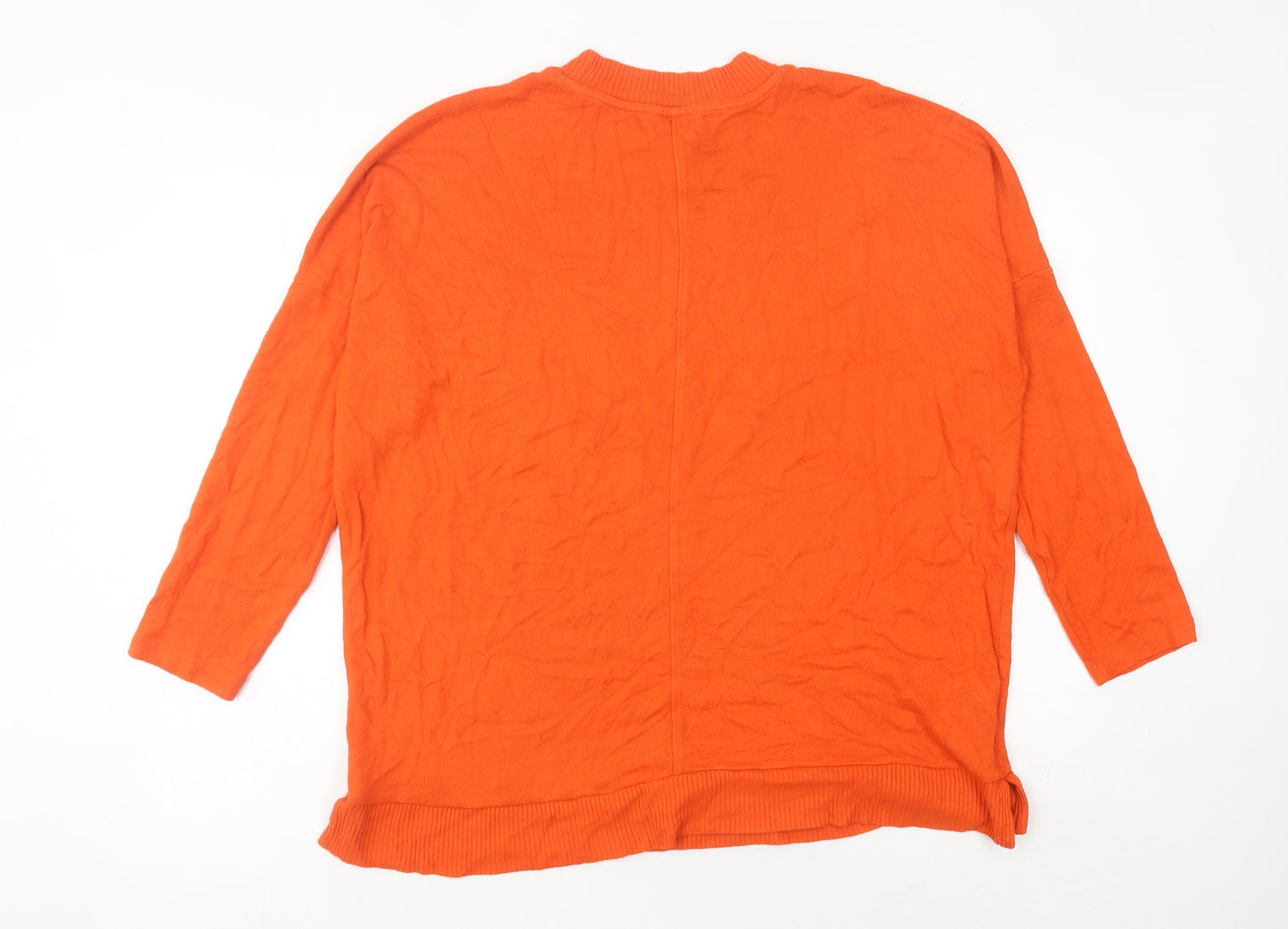 NEXT Women's Orange Crew Neck Pullover Jumper Size L 3/4 Sleeve