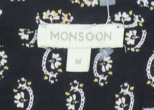 Monsoon Women's Black Paisley Embroidered Shirt Dress M