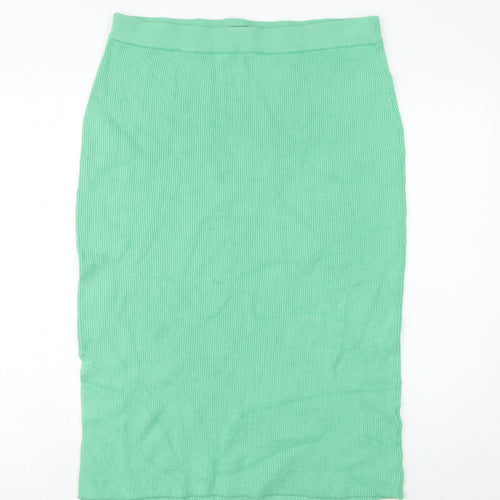 Marks and Spencer Women’s Green Midi Pencil Skirt Size L Elastic Waist Stretch