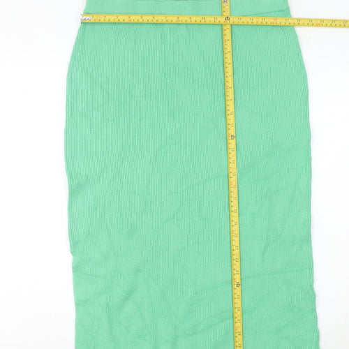 Marks and Spencer Women’s Green Midi Pencil Skirt Size L Elastic Waist Stretch