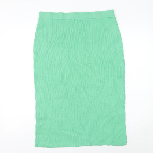 Marks and Spencer Women’s Green Midi Pencil Skirt Size L Elastic Waist Stretch