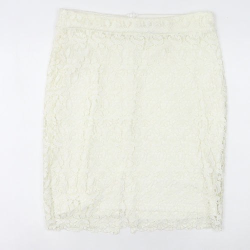 Matalan Ivory Lace Pencil Skirt Women’s Size 16 Knee Length Formal Wear