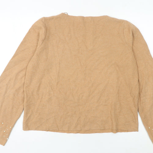 Zara Trafaluc Women’s Beige Beaded Pullover Jumper Size 12