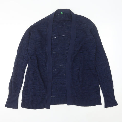 United Colors of Benetton Women’s Blue Open-Knit Cardigan Size S