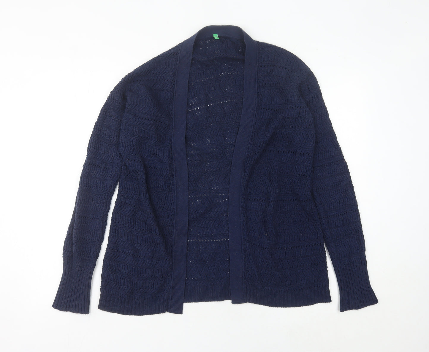 United Colors of Benetton Women’s Blue Open-Knit Cardigan Size S