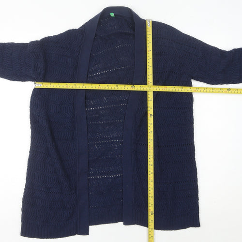 United Colors of Benetton Women’s Blue Open-Knit Cardigan Size S