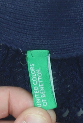 United Colors of Benetton Women’s Blue Open-Knit Cardigan Size S