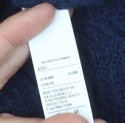 United Colors of Benetton Women’s Blue Open-Knit Cardigan Size S