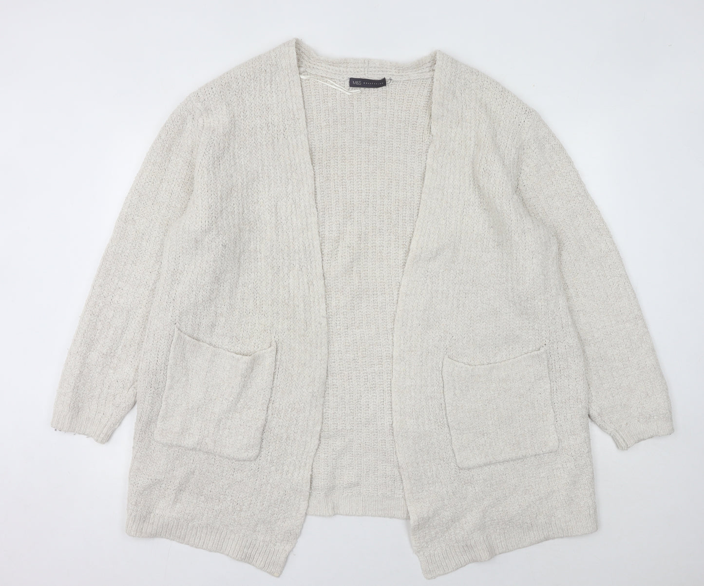 Marks and Spencer Women’s Beige L Chunky Knit Long Sleeve Cardigan