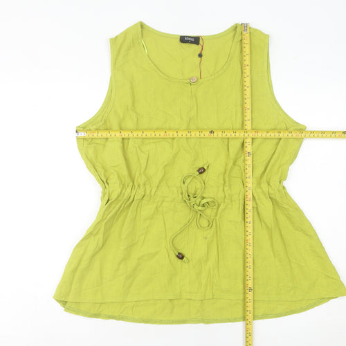 Klass Women’s Green Linen Blend Sleeveless Tunic Blouse XL