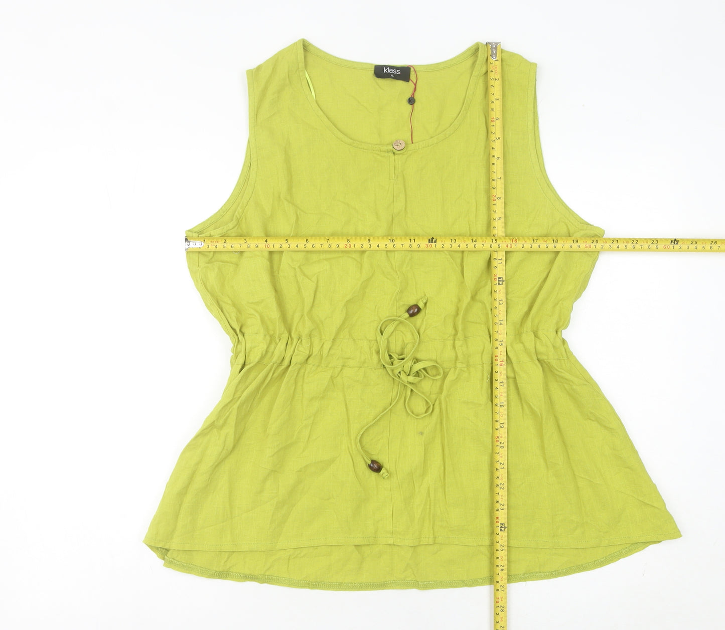 Klass Women’s Green Linen Blend Sleeveless Tunic Blouse XL