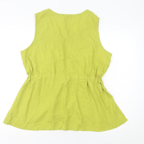 Klass Women’s Green Linen Blend Sleeveless Tunic Blouse XL