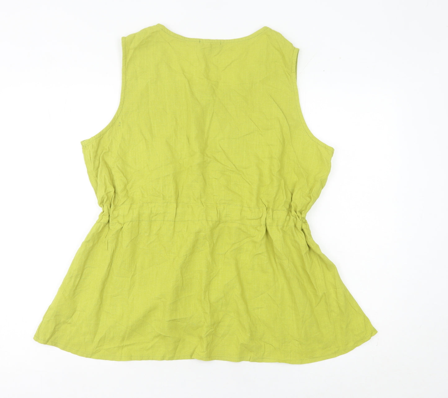 Klass Women’s Green Linen Blend Sleeveless Tunic Blouse XL