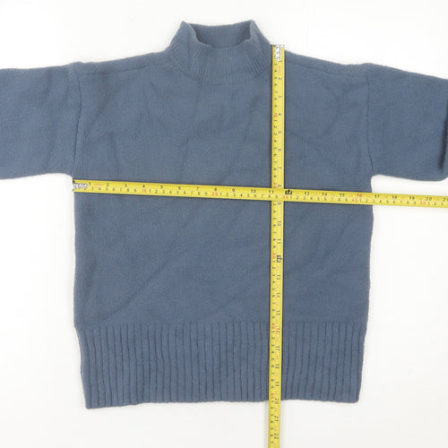 Marks and Spencer Women's Blue Mock Neck Wool Jumper Size S