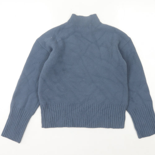 Marks and Spencer Women's Blue Mock Neck Wool Jumper Size S