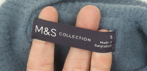 Marks and Spencer Women's Blue Mock Neck Wool Jumper Size S