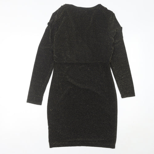 Blue Vanilla Women’s Black Glitter Bodycon Dress Size 10 Knee Length