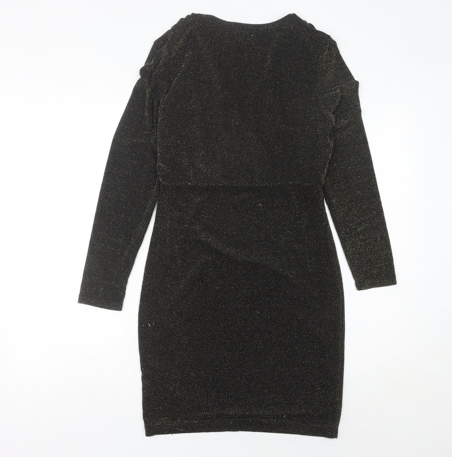 Blue Vanilla Women’s Black Glitter Bodycon Dress Size 10 Knee Length