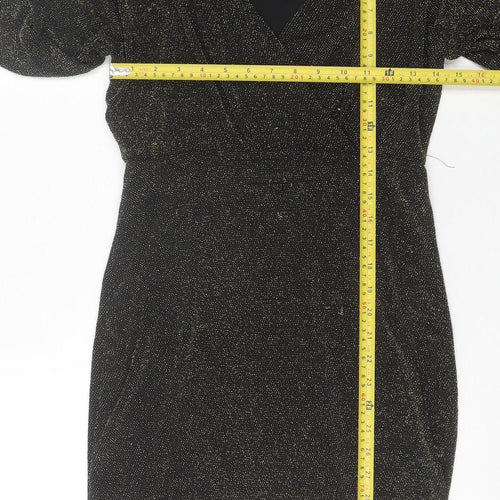 Blue Vanilla Women’s Black Glitter Bodycon Dress Size 10 Knee Length