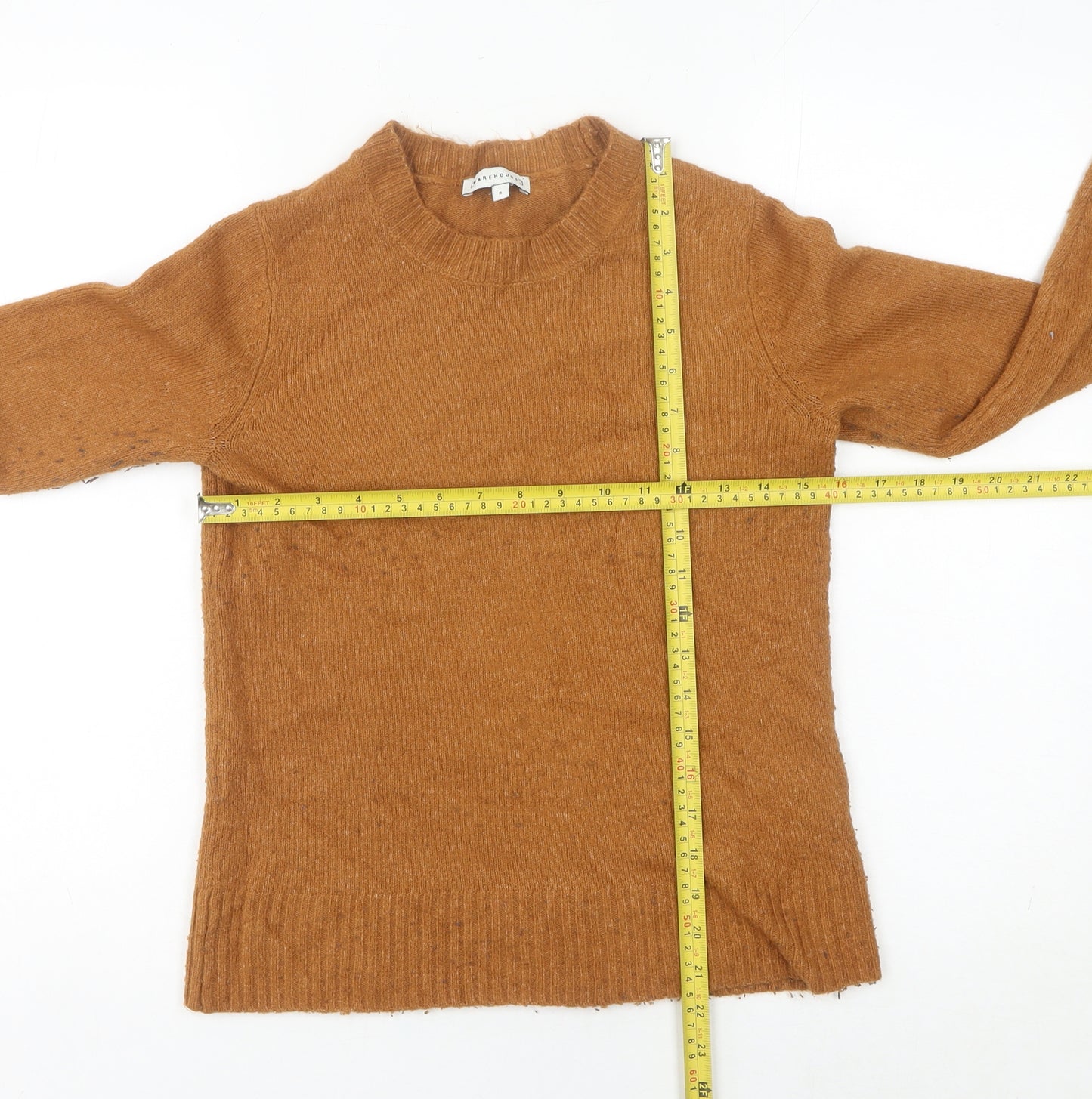 Warehouse Women’s Brown Crew Neck Long Sleeve Knit Jumper Size 8