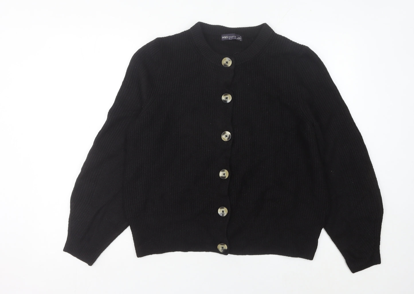 Marks and Spencer Women's Black Size 18 Crew Neck Cardigan
