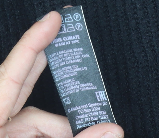 Marks and Spencer Women's Black Size 18 Crew Neck Cardigan